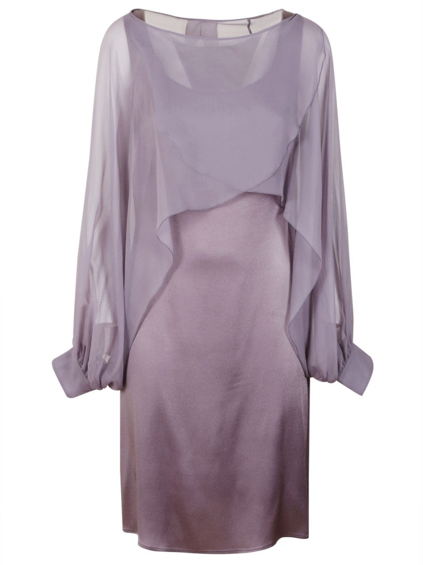 Alberta Ferretti Layered Sheer Overlay Evening Dress