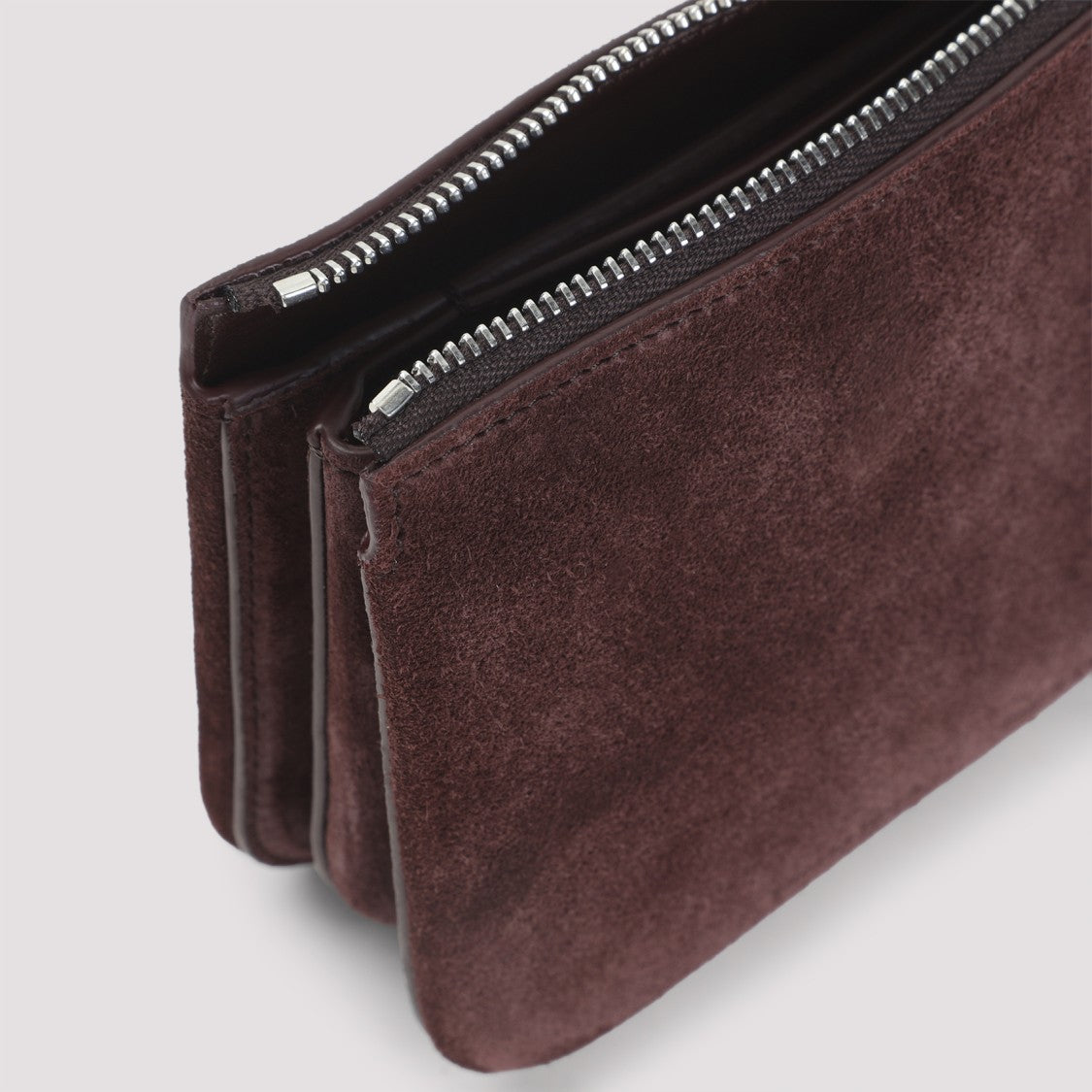 Phoebe Philo Compact Brown Suede Shoulder Bag With Minimalist Design