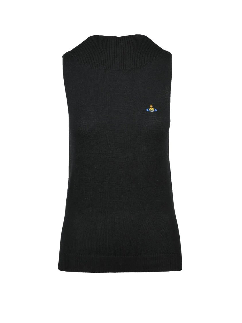 Vivienne Westwood Fitted Sleeveless Top With Ribbed Neckline And Emblem