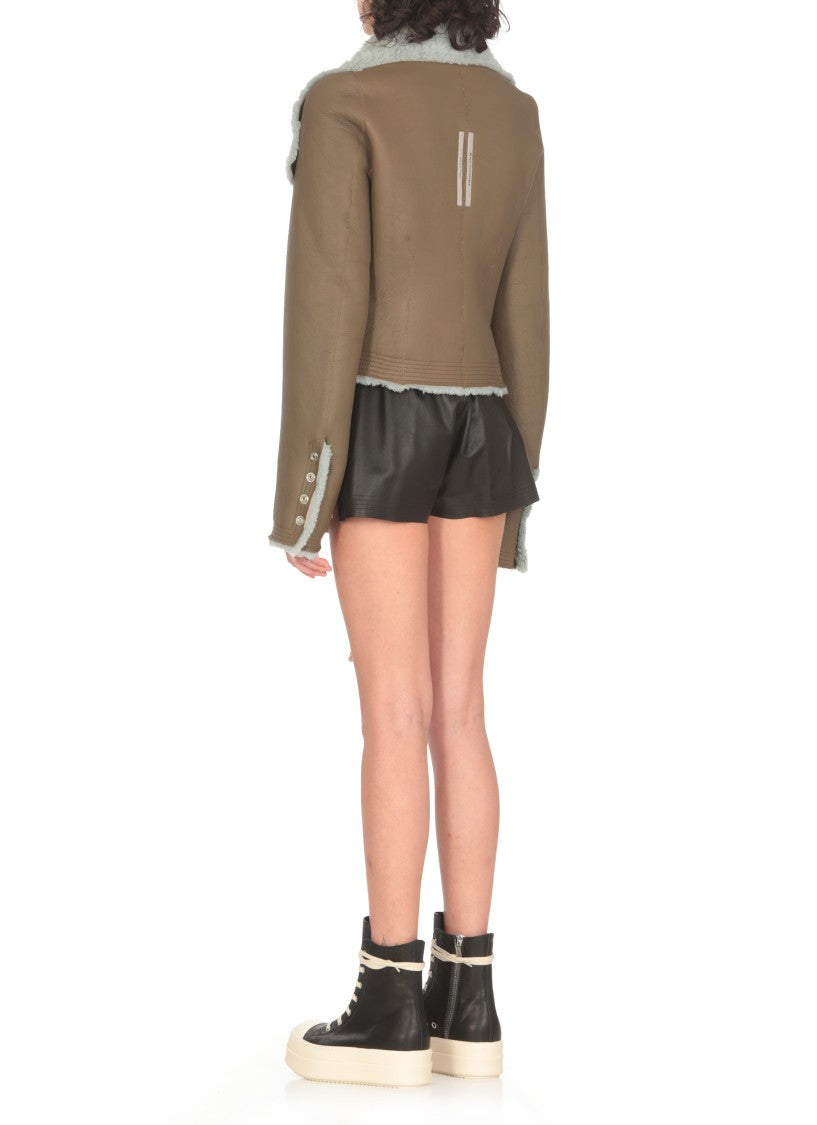 Rick Owens Green Leather Biker