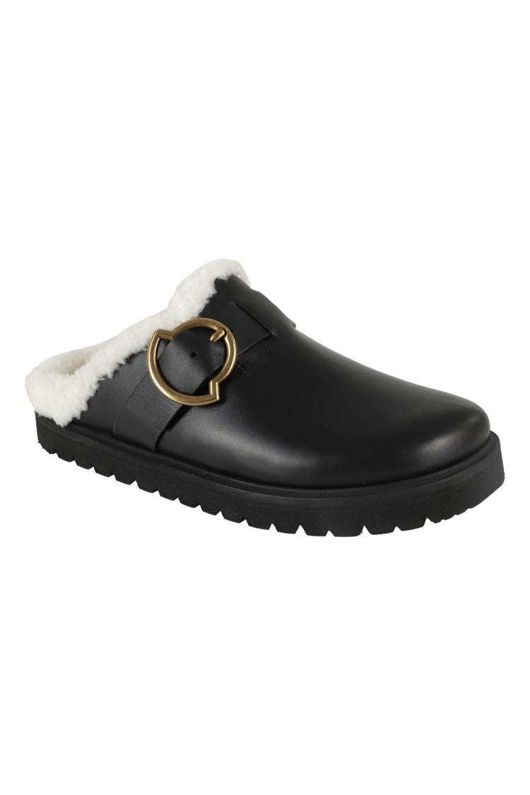 Moncler Bell Mules With Faux Shearling Lining
