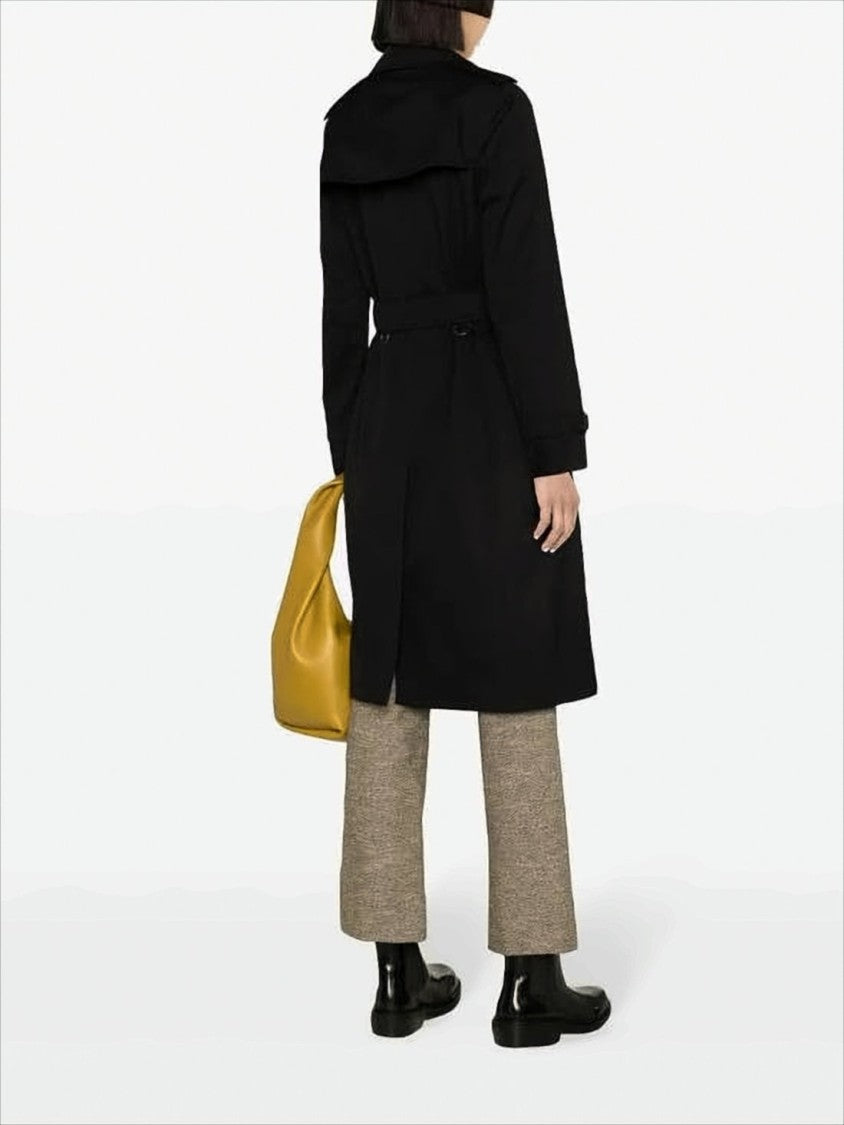 Burberry Double-Breasted Black Trench Coat With Belted Waist