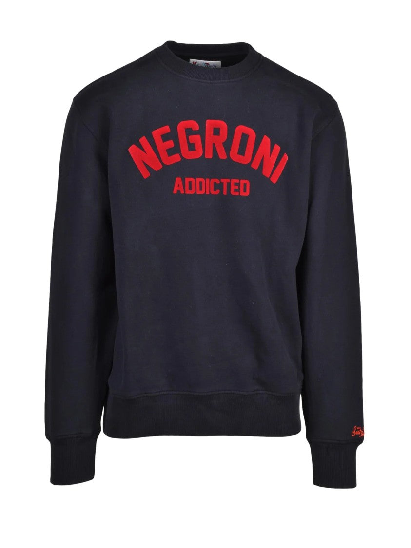 Mc2 Saint Barth Black Brushed Interior Printed Cotton Sweatshirt