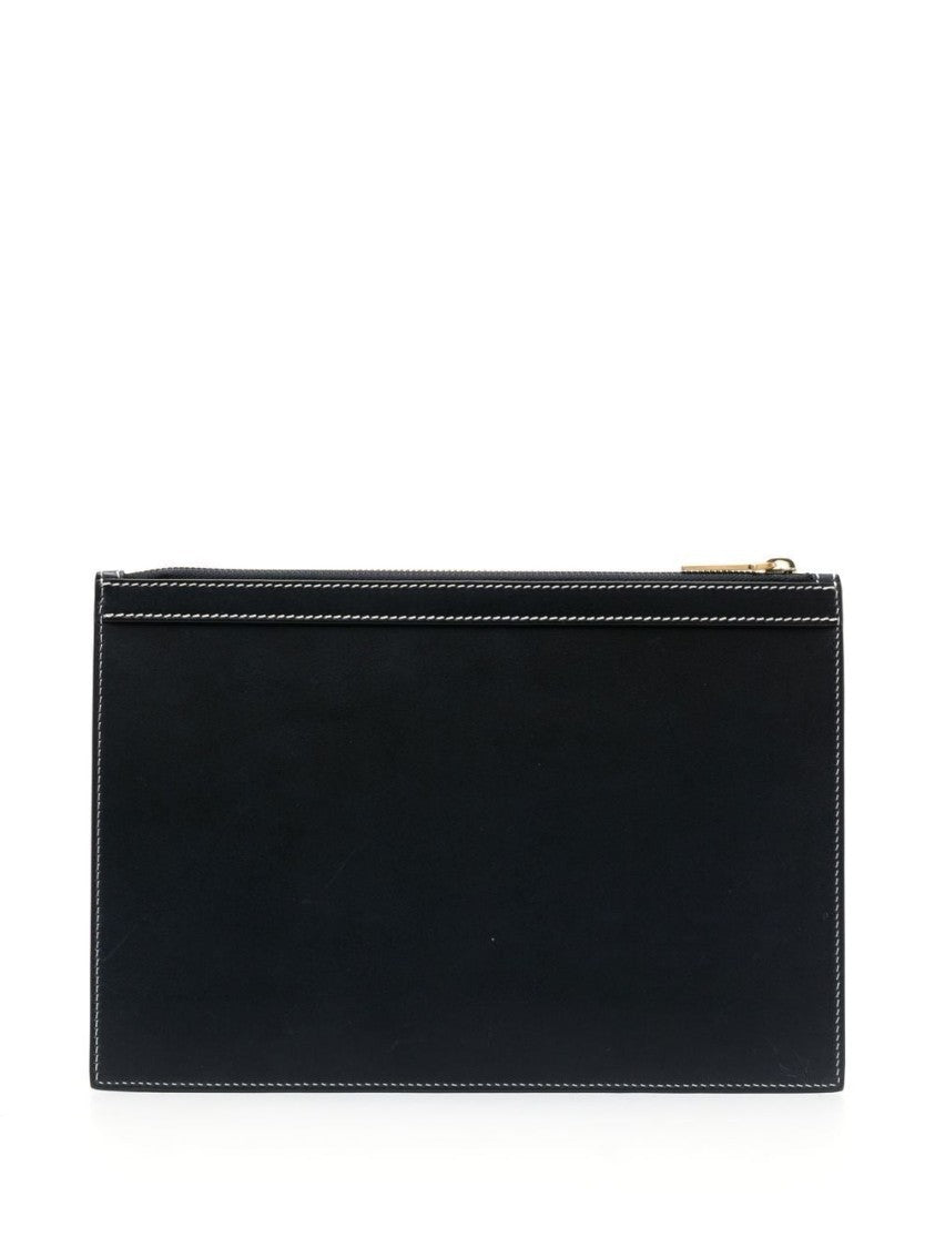Thom Browne Navy Blue 4-Bar Calf Leather Document Holder