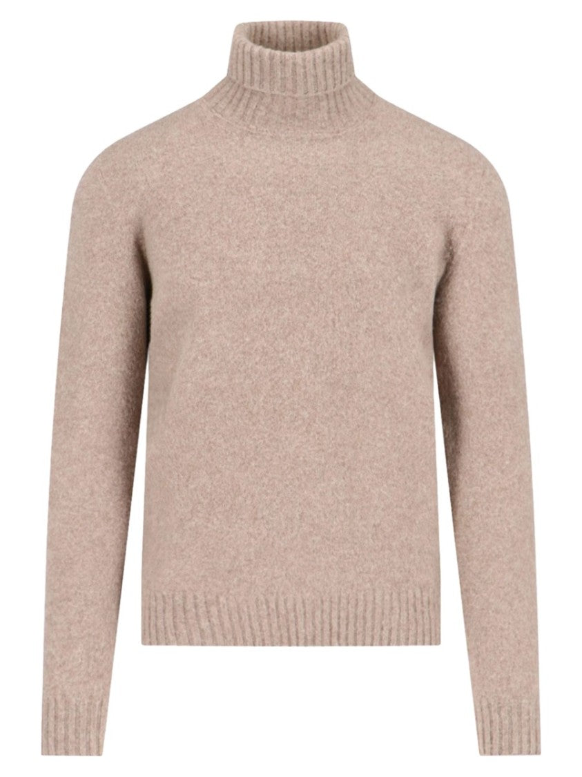 Drumohr Grey Turtleneck Textured Knit Sweater