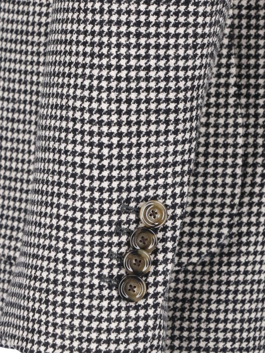 Lardini Grey Wool-Blend Pied De Poule Blazer