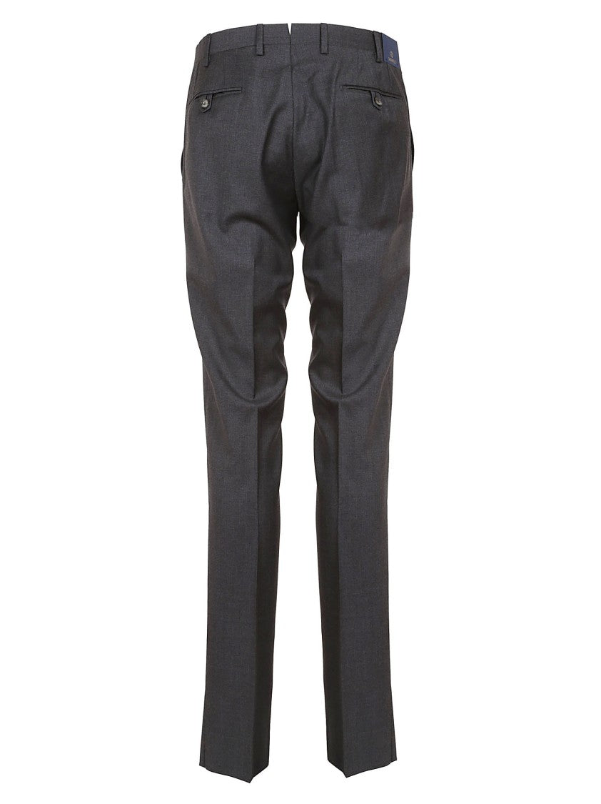 Biagio Santaniello Navy Blue Tailored Trousers With Straight Legs