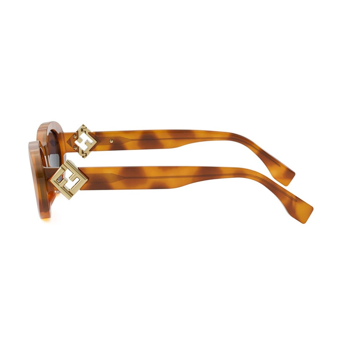 Fendi Havana Ff Diamond Acetate Oval Sunglasses