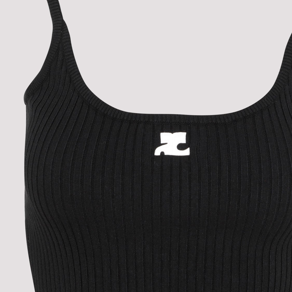 Courrèges Black Rib Knit Tank Top