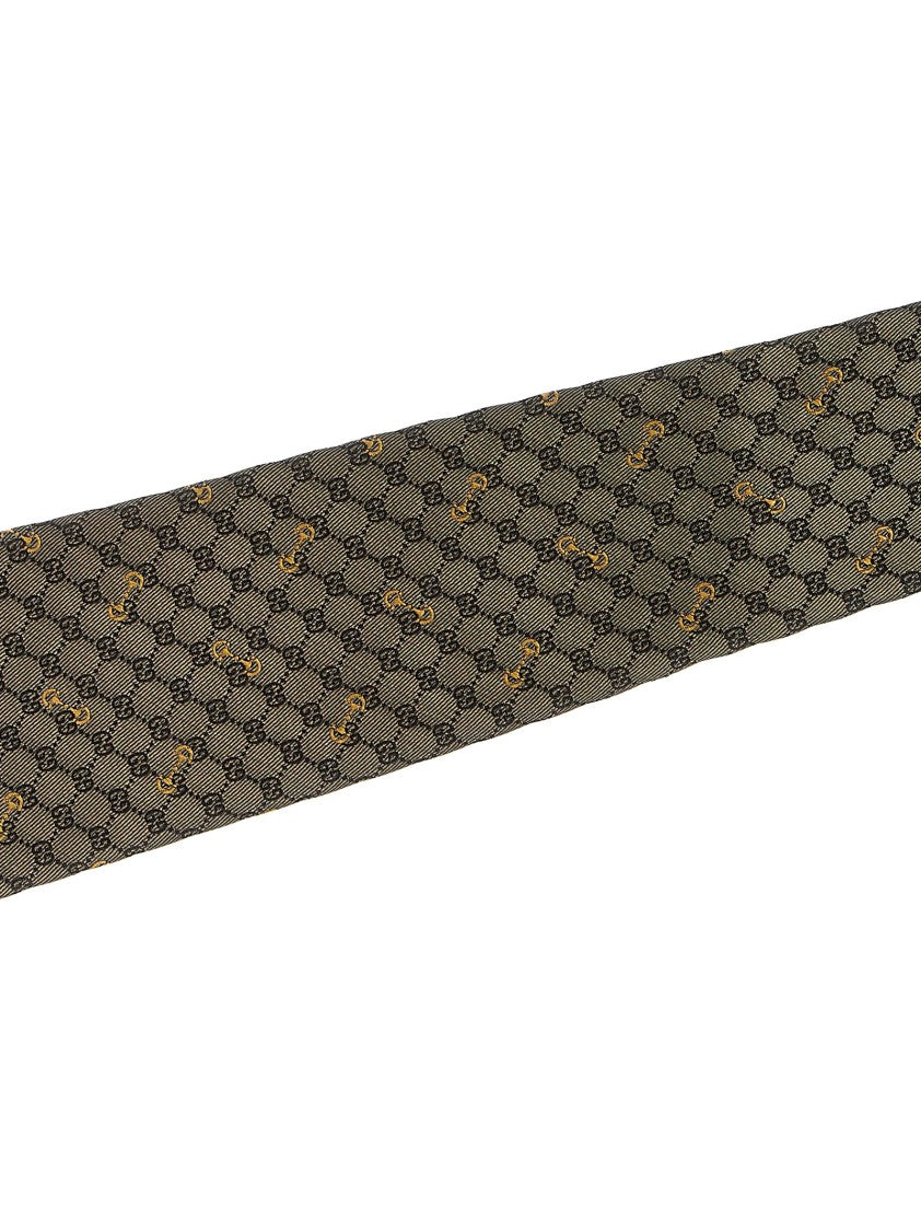 Gucci Silk Tie With Repeating Gg Pattern