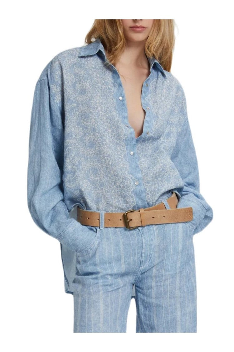 Ermanno Relaxed Fit Paisley Pattern Linen Shirt
