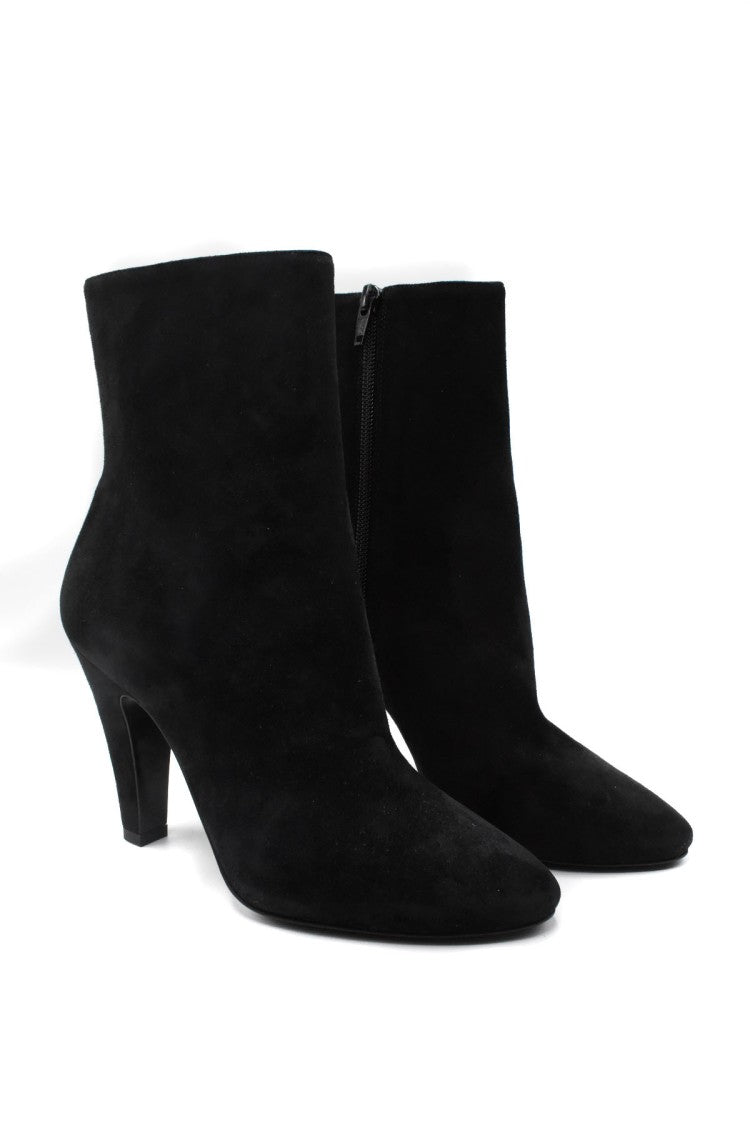 Saint Laurent Black Suede Cone Heel Boots
