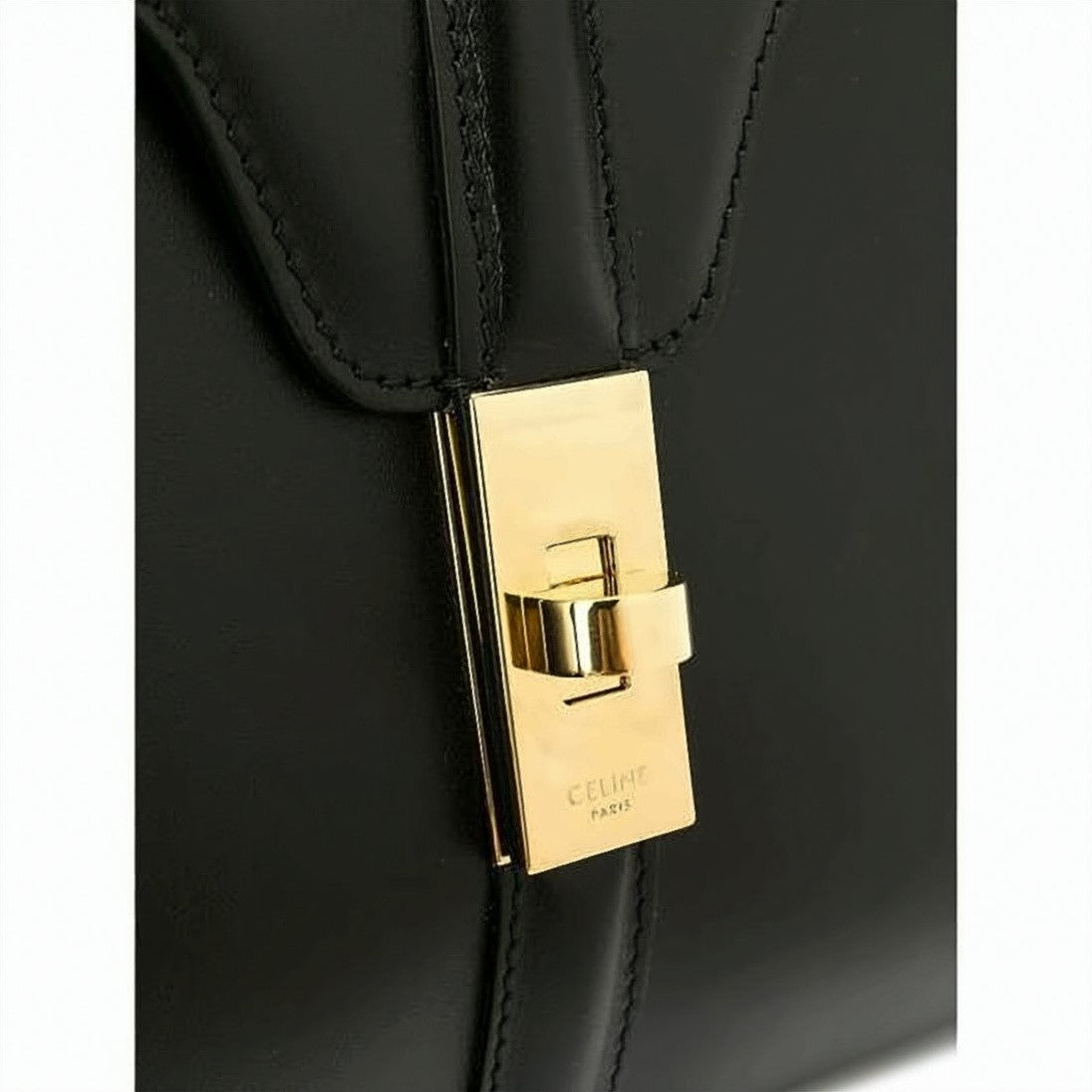 Celine Black Smooth Leather Structured Shoulder Bag