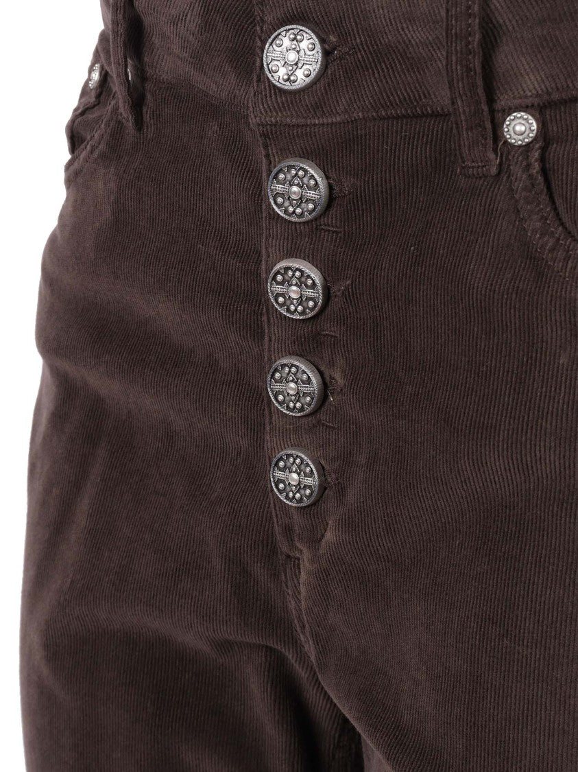Dondup High-Waisted Tapered Pants With Decorative Buttons