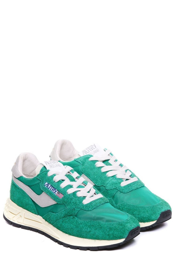Autry Green Nylon And Cow Leather Sneakers