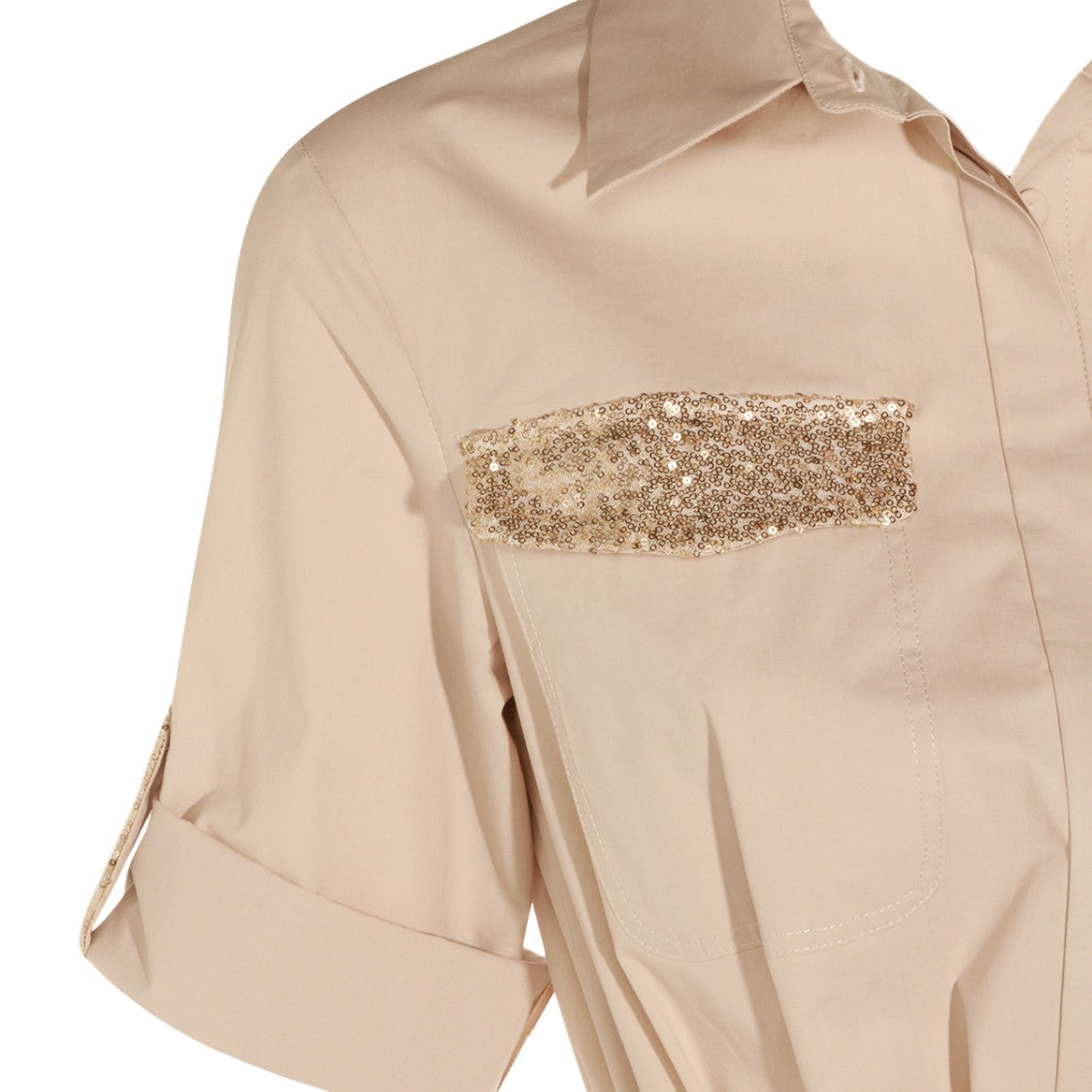 Antonelli Firenze Belted Beige Midi Dress With Classic Shirt Collar