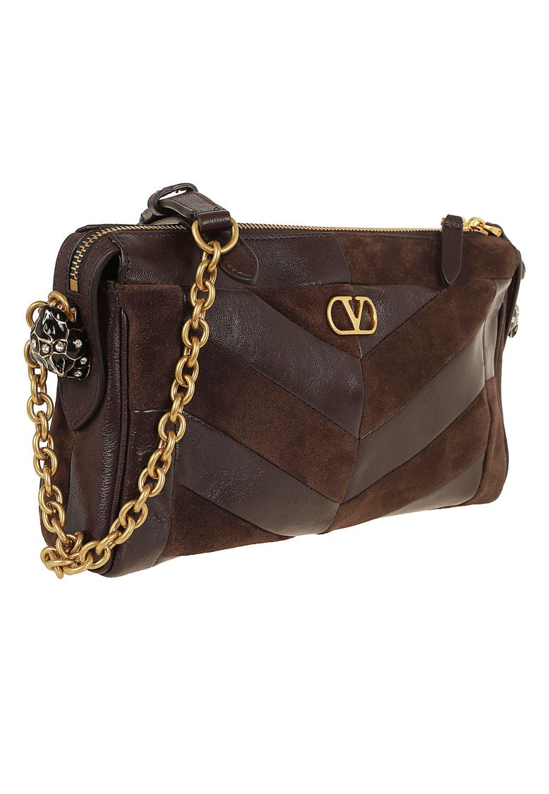 Valentino Garavani Panthea Small Suede Nappa Leather Patchwork Shoulder Bag