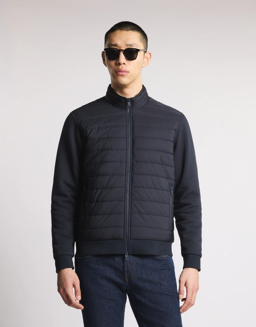 Fay Navy Quilted Casual Jacket With Stand Collar