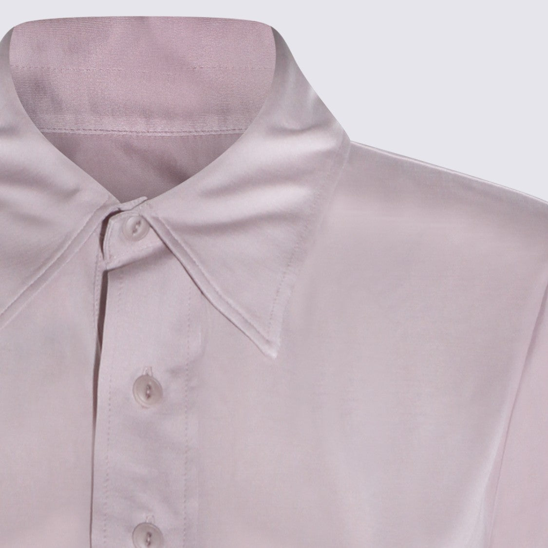 Maison Margiela Smooth Mauve Polo Shirt With Classic Collar