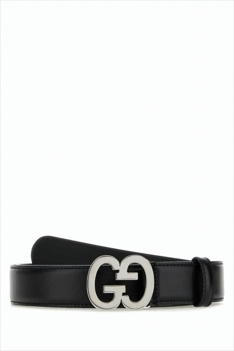 Gucci Polished Black Leather Belt With Double G Buckle