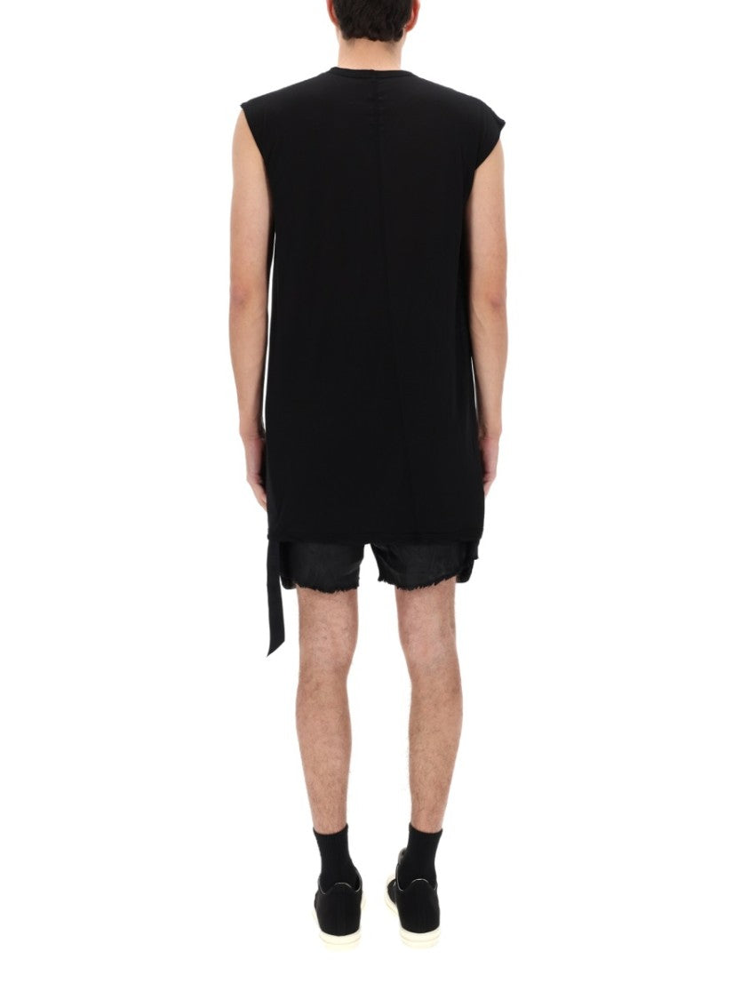 Drkshdw By Rick Owens Black Dylan T Sleeveless Raw Edge T-Shirt