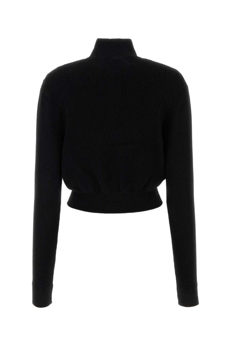 Alessandra Rich Black Wool Blend Cardigan