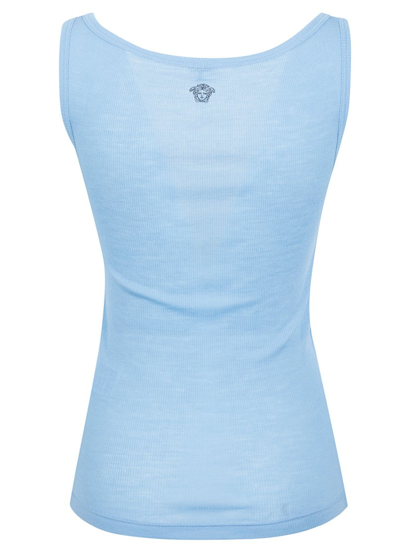 Versace Slim Fit Sleeveless Top With Rounded Neckline
