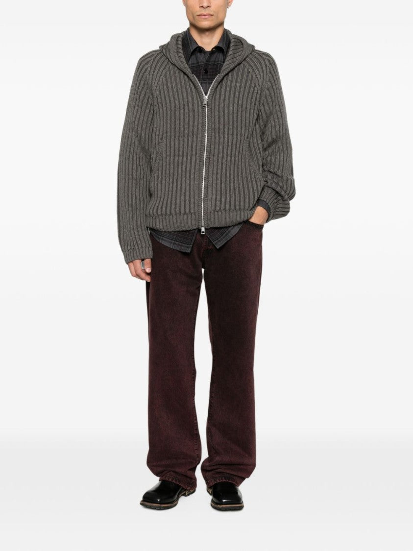 Our Legacy Ribbed Knit Hooded Zip Sweater