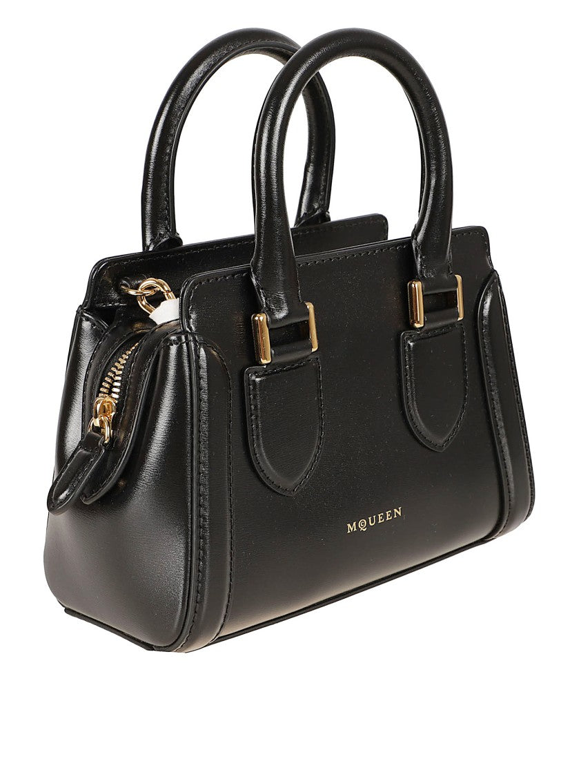 Alexander Mcqueen Structured Black Calfskin Leather Bag