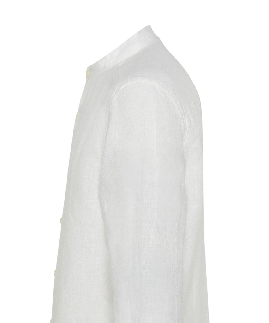 Peuterey Lightweight Linen Shirt With Mandarin Collar