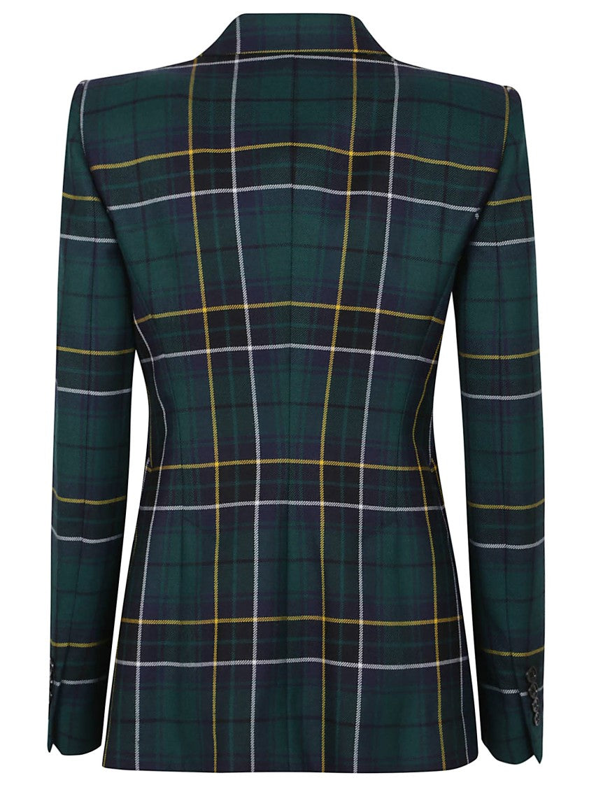 Alexander Mcqueen Single-Breasted Wool Tartan Jacket With Peak Lapels