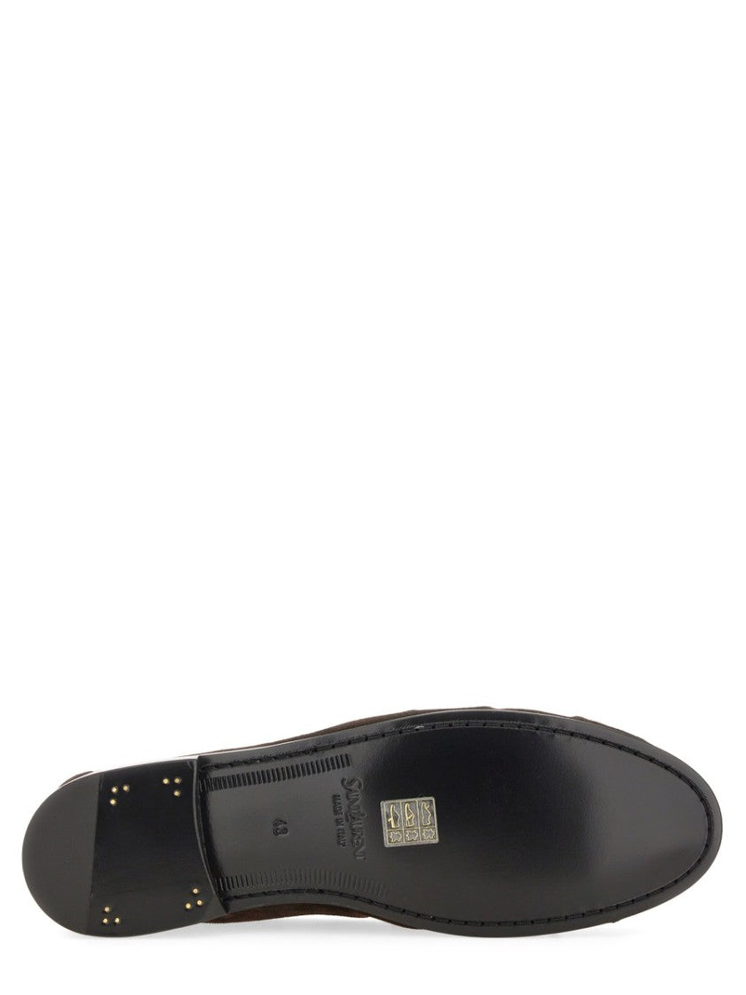 Saint Laurent Moccasin Loafers In Rich Suede Finish