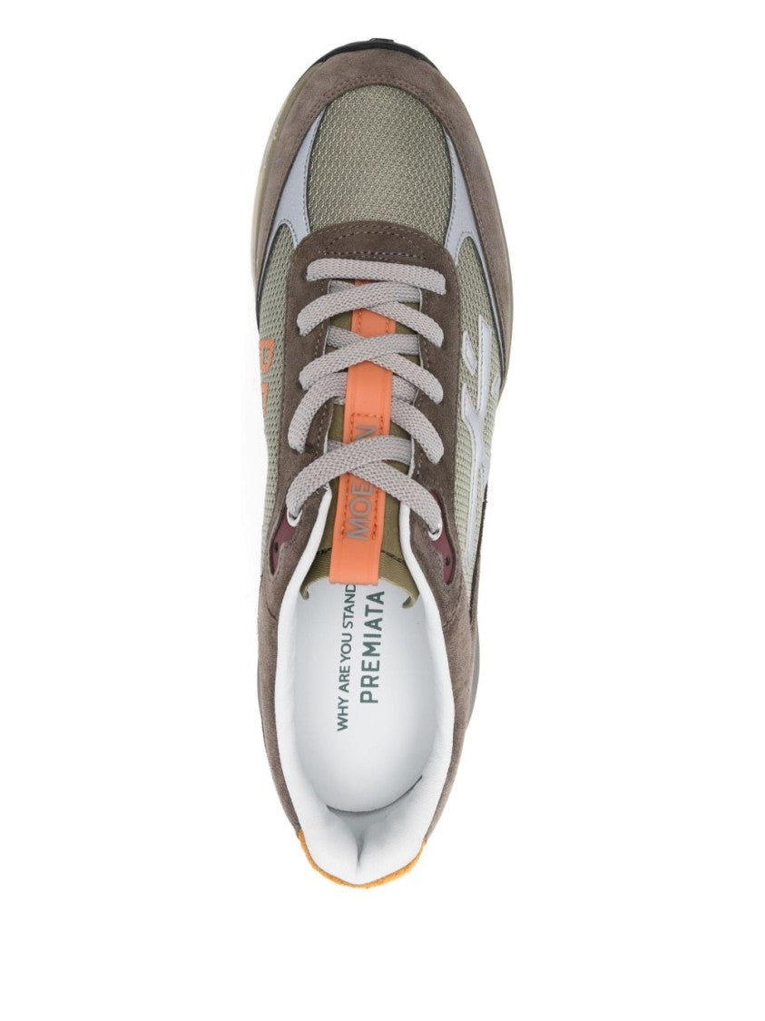 Premiata Brown Suede Panelled Rubber Lace Sneakers