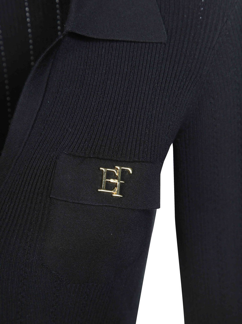 Elisabetta Franchi Black Ribbed Knit Bodysuit