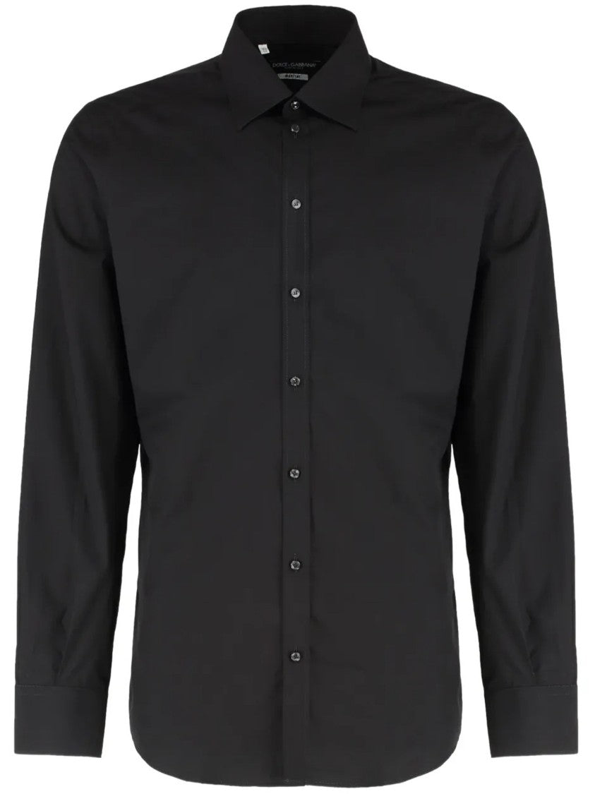 Dolce & Gabbana White Pointed Collar Tailored Cotton Shirt