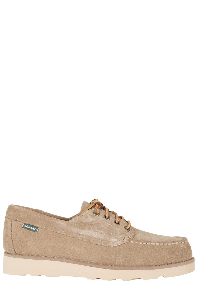Sebago Beige Camel Askookfield Hand-Stitched Suede Moccasin Loafers