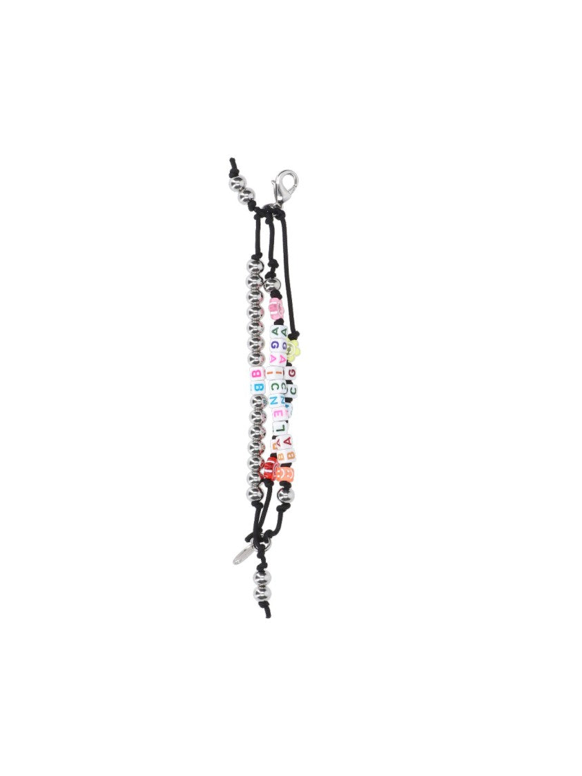 Balenciaga Charismatic Multicolor Logo Charm Bracelet With Silver Accents