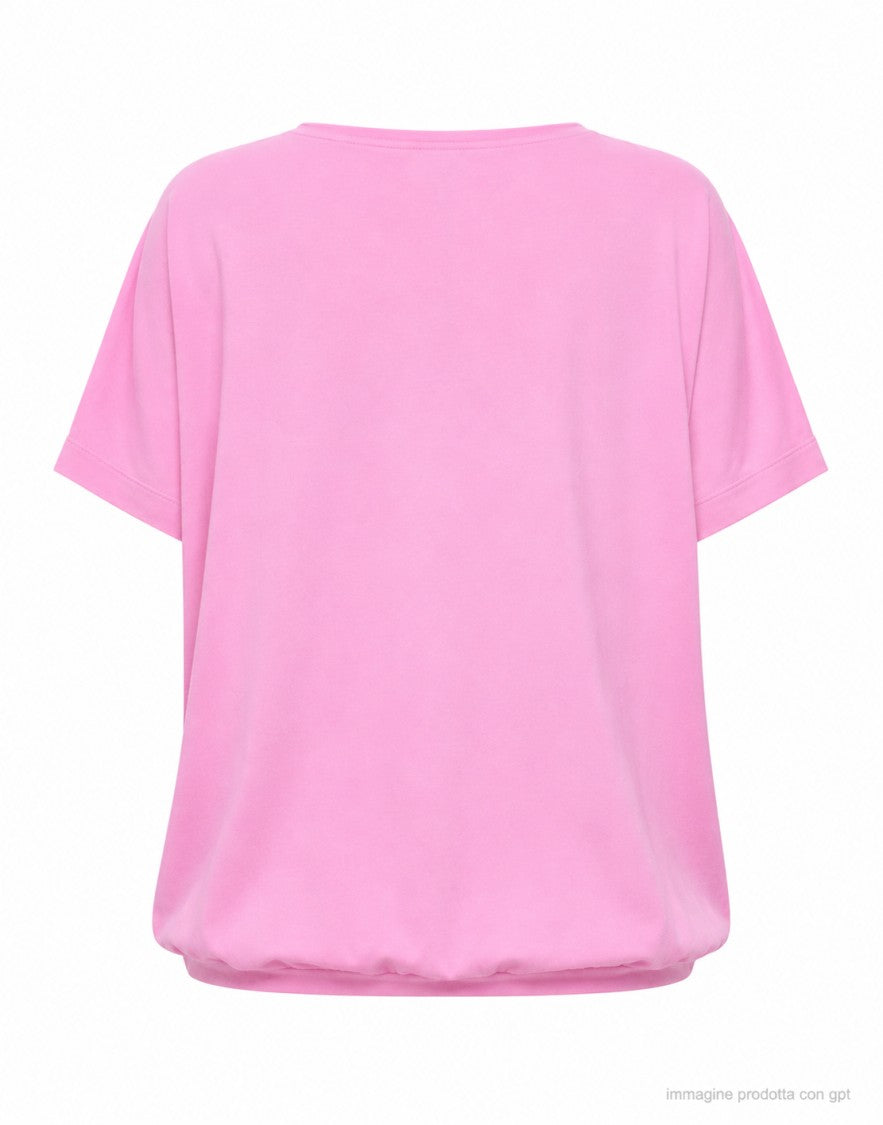 Aragona Prism Pink Crew Neck Cotton T-Shirt