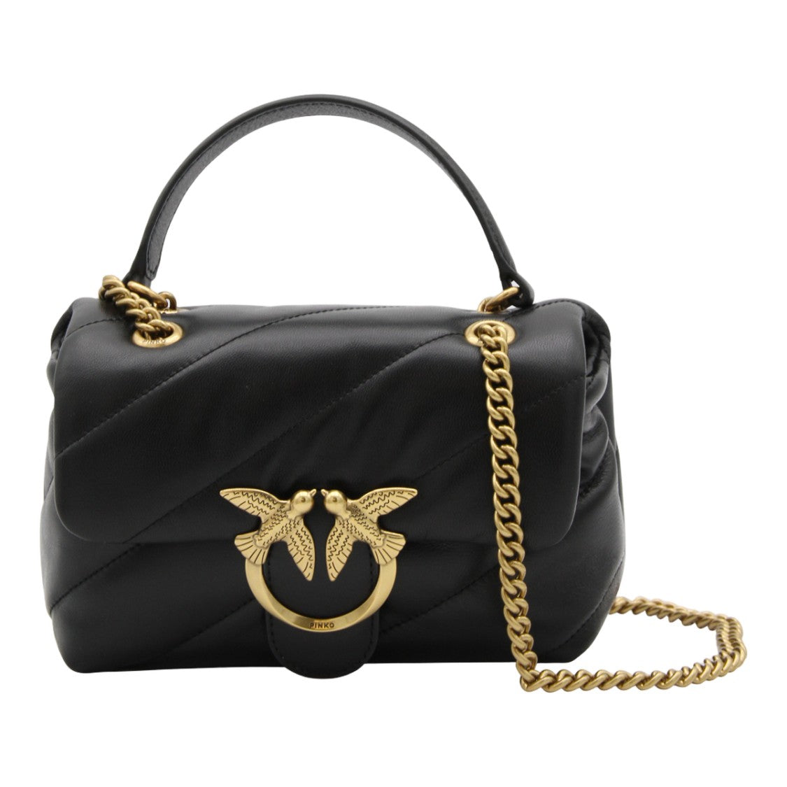 Pinko Quilted Handbag With Gold-Tone Bird Clasp