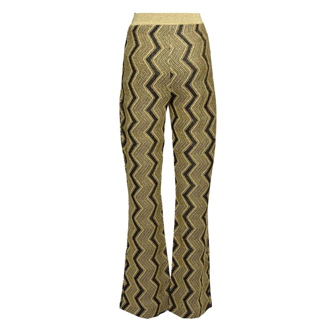 Missoni Gold Lamé Chevron Viscose Flare Pants