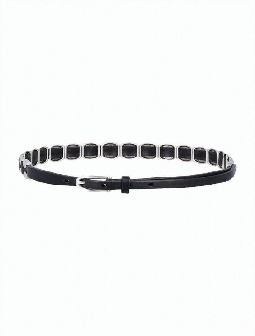 Our Legacy Slim Leather Belt With Polished Metal Accents