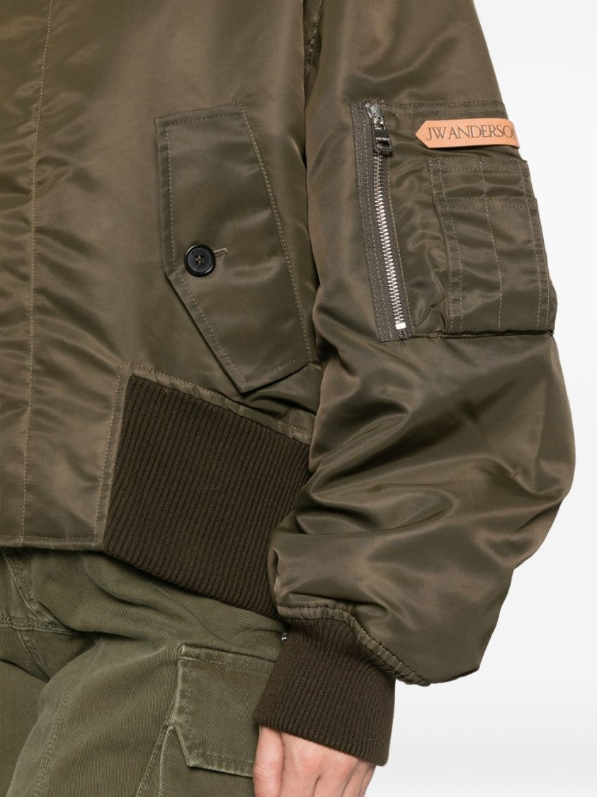 J. W. Anderson Boxy Oversized Cropped Olive Green Nylon Jacket