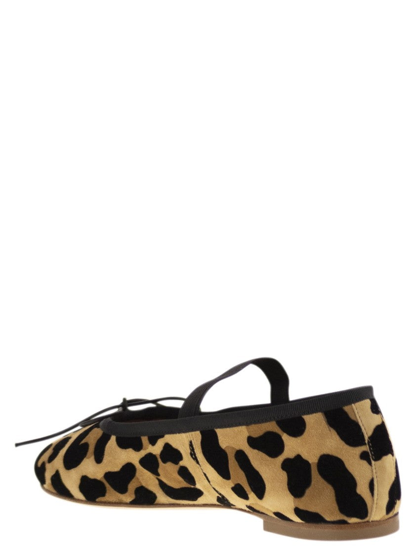 Anniel Leather Ballerina With Animal Pattern