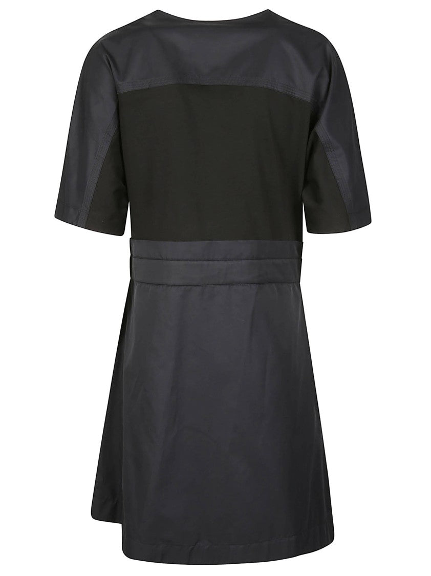 Moncler Short Sleeve Fitted Belted Mini Dress