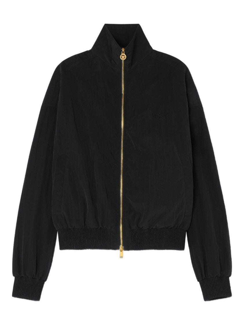 Versace Crinkled Black Nylon Windbreaker