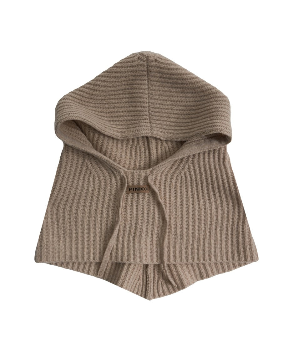 Pinko Beige Ribbed Knit Balaclava