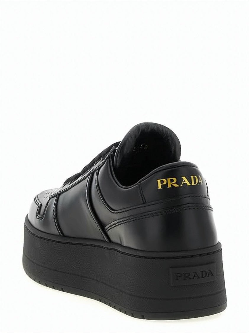 Prada Calf Leather Sneakers With Perforated Detailing