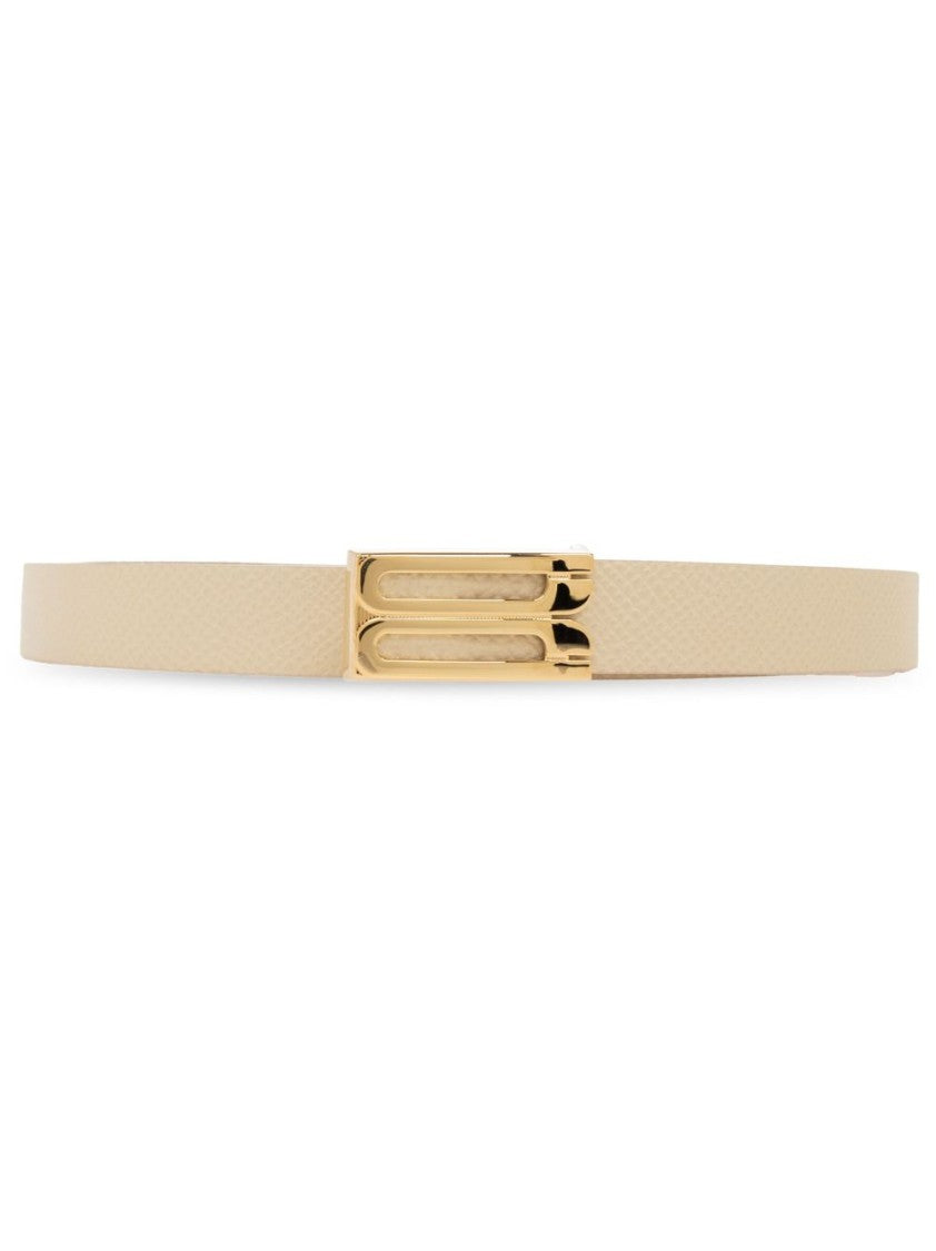 Victoria Beckham Micro Frame Belt In Ivory Grained Calfskin