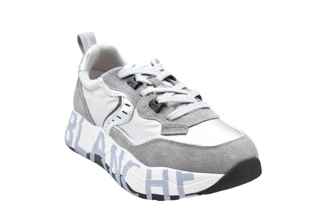 Voile Blanche Laced Platform Sneakers With Mixed Material Design