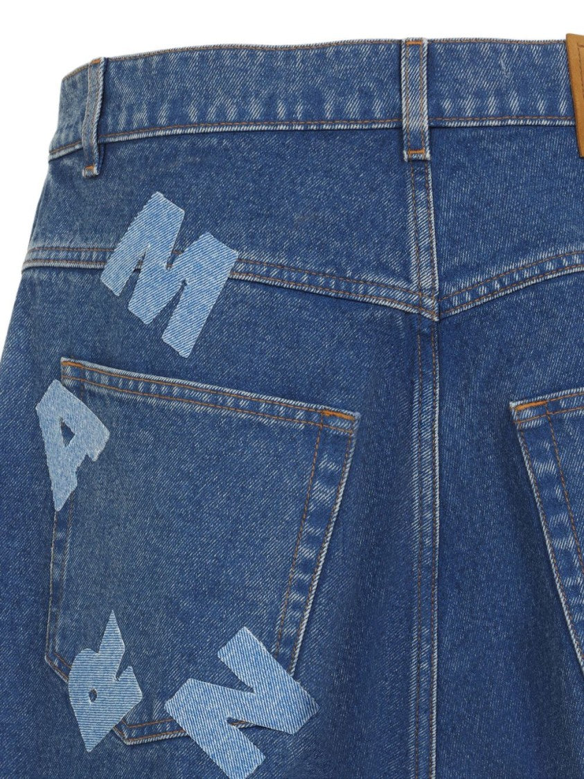 Marni High-Waisted Wide-Leg Denim Jeans With Back Logo Patch